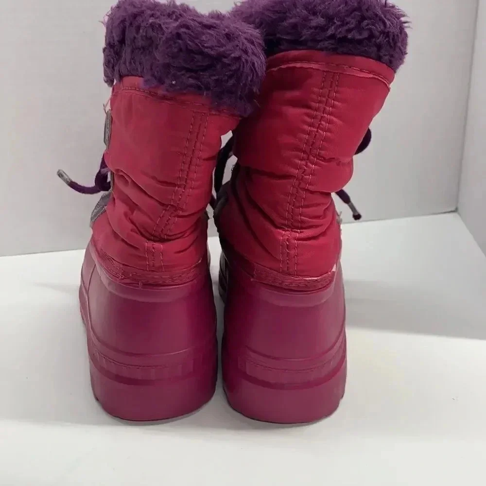Sorel Boots Lace Up Snow Winter Waterproof Purple Fleece Lined Pink Women Size 6